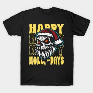 Santa Claus Skull Happy Holly-Days T-Shirt